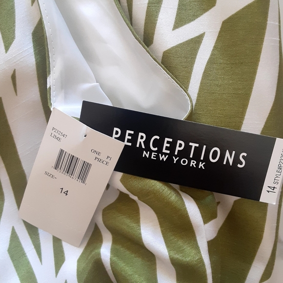 🆕️ Perceptions Spring Summer Green Sleeveless Size 14 Dress NWT - Picture 11 of 13